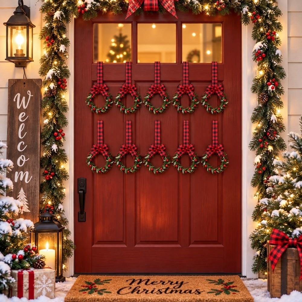 5/6pcs Pine needle Christmas Mini Wreath Pendant Simulation Wreath Hanging Ornaments  Party