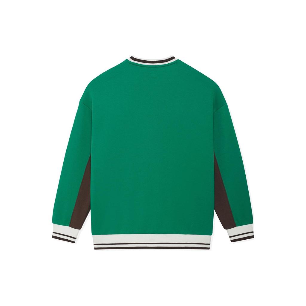 Li Ning Sports Lifestyle Series Logo Embroidered Loose Round Neck Long Sleeve Sweatshirt Women Sweatshirt Green AWDSH70-5