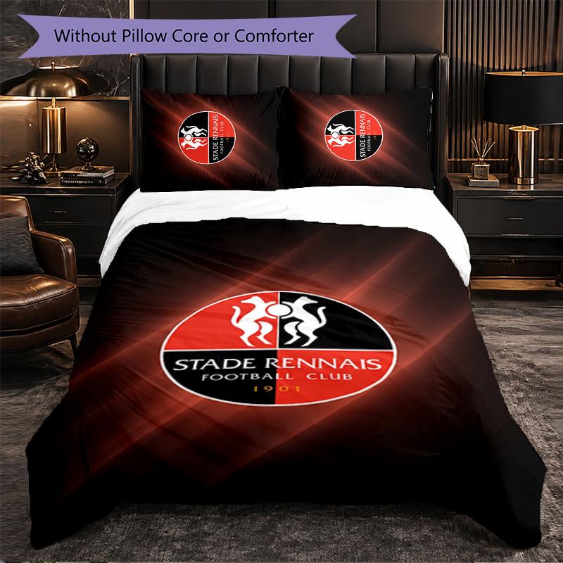 Stade Rennais FC Themed Bedding 3Pcs Duvet Cover Set Decorative Bed Linen For Teen Room Home Decoration