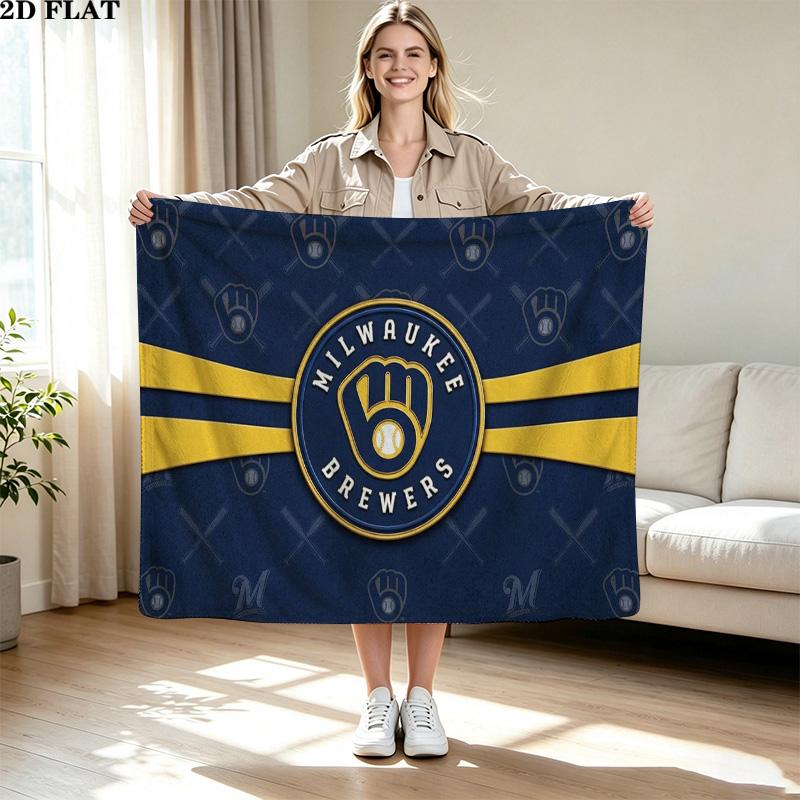 Milwaukee Brewers Print Flannel Blanket High Quality Warm Comfortable Cover for All Seasons Perfect for Gifts Home Decor