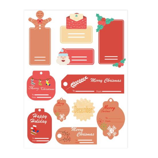 10 листов бирки для рождественского подарка и обратно, самоклеящаяся мультяшная Санта-Лось, рождественская тема, сделай сам, подарочная коробка, конверт для поздравительной открытки, подарочная наклейка, этикетка