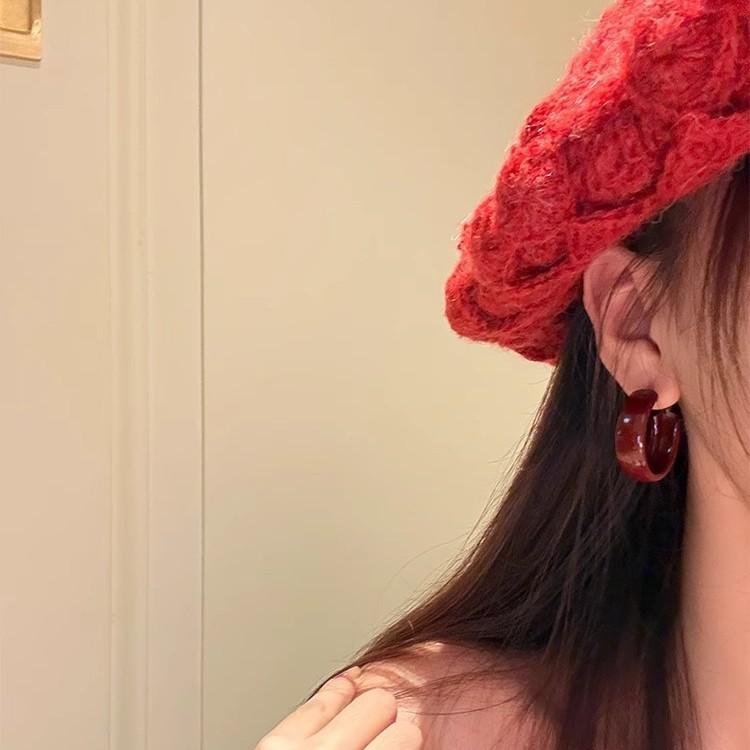 Осень и зима Ankela Red Temperament широкополые серьги женские модные показы The Face маленькие серьги круглые серьги-гвоздики премиум-класса серьги