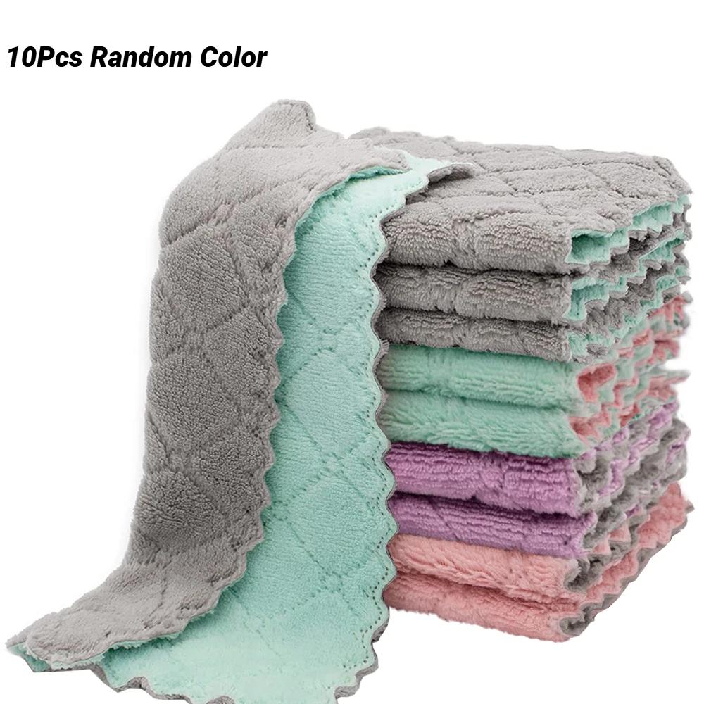 Soft Absorbent Quick Drying Reusable Kitchen Dish Towels Dishcloths Cleaning Rags Multi Color