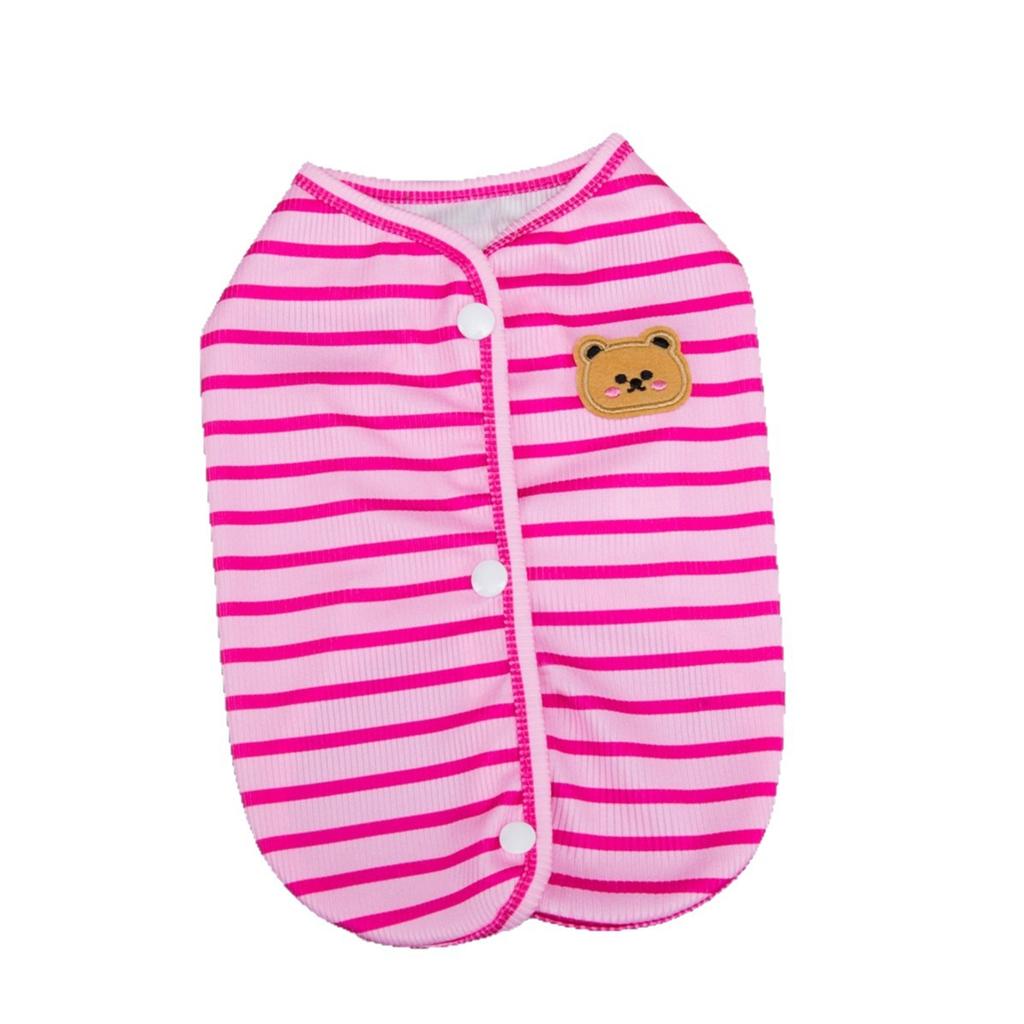 Pet dog cat clothes thin spring and summer vest teddy bear small dog breathable striped back buckle vest