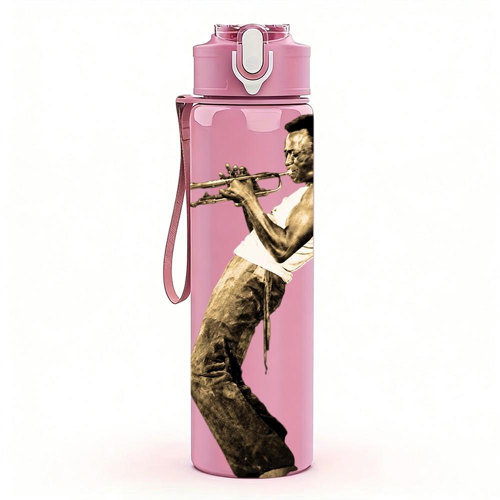 1PC Trumpet Player Male Art 750ml sports water bottle leakproof straw lid outdoor office home