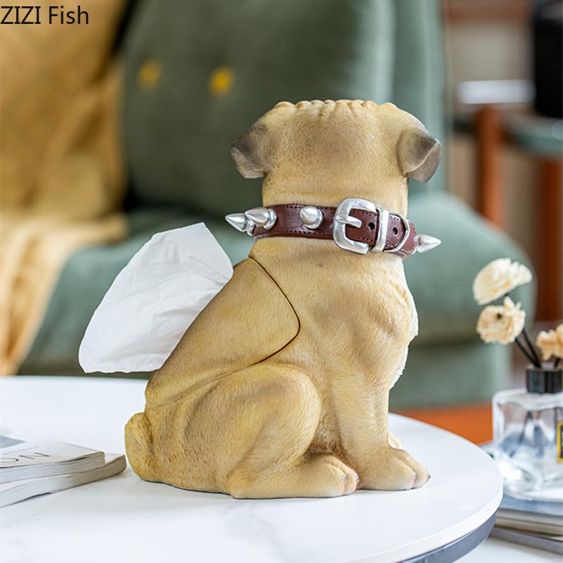 Милая модель собаки из смолы, имитация животных, коробка для салфеток, держатель для салфеток, украшение, креативное украшение для дома, аксессуары