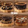 Набор из 20 мужских браслетов ручной работы из бусин в стиле ретро-богем, модный подарок для друзей, сыновей и внуков
