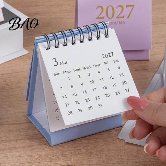 Academic Year Desktop Planner 2027-2028 Mini Standing Flip Desk Calendar, 18 Month from Jan. Cute Stationery for 2027 to Jun. 2028, Pocket Size