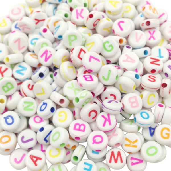 Mixed Letter Acrylic Beads Round Flat Alphabet Digital Cube Loose Spacer Beads For Jewelry Making Handmade Diy Bracelet Necklace