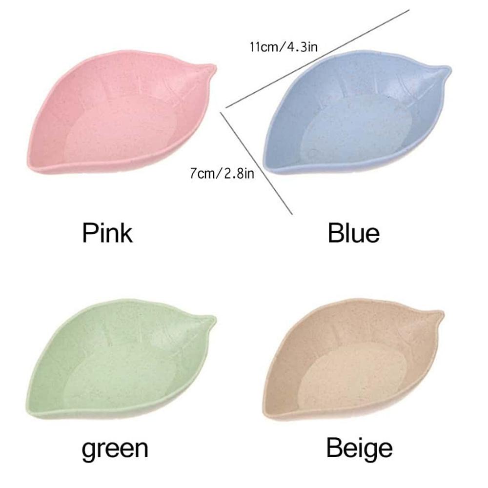 4pcs Color Taste Dish Leaf Shape Porcelain Nut Saucer Small Plate Mini Soy Sauce Seasoning Tableware Household Kitchen Supply