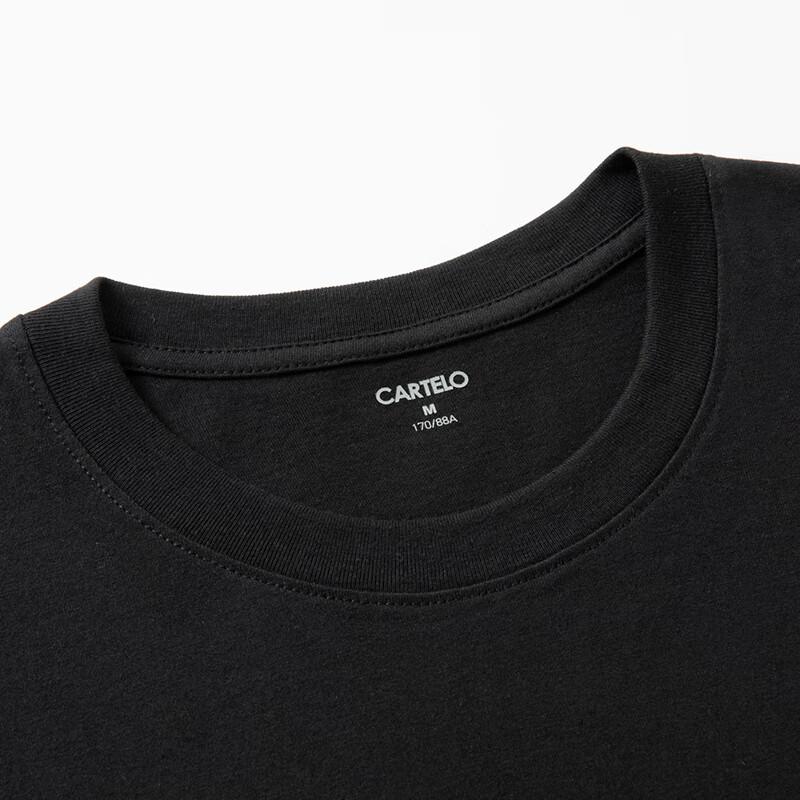LIMENG 230g American Pure Cotton Long-Sleeve T-Shirt for Men, White Undershirt, Round Neck, Loose Fit, Base Layer, Black, 3XL