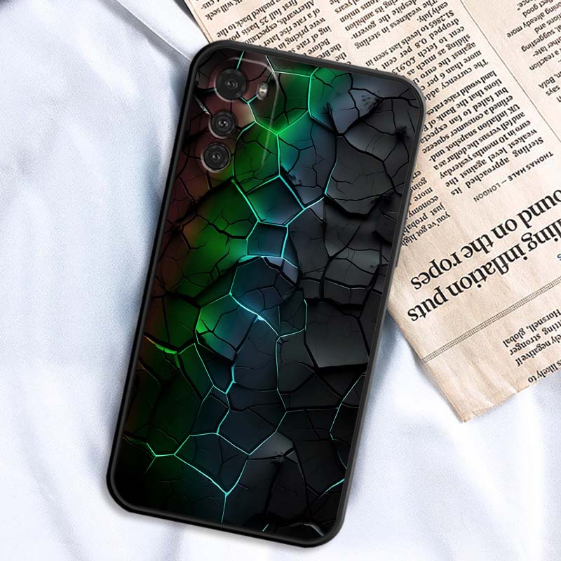 Креативный металлический узор Чехол для телефона Motorola G85 Edge 50 G24 G35 G14 G04 40 G72 G34 G G54 G13 G32 5G Черный