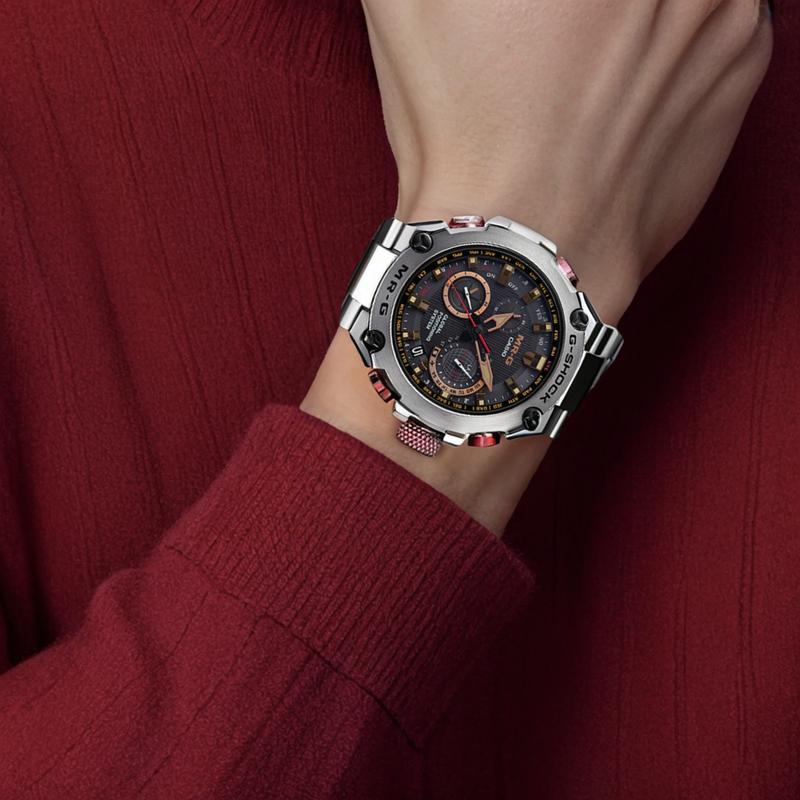 Casio Спортивные часы серии MR-G, прочный механизм, механический механизм, ремешок из нержавеющей стали, японские и корейские часы, мужские часы, MRG-G1000DC-1AER