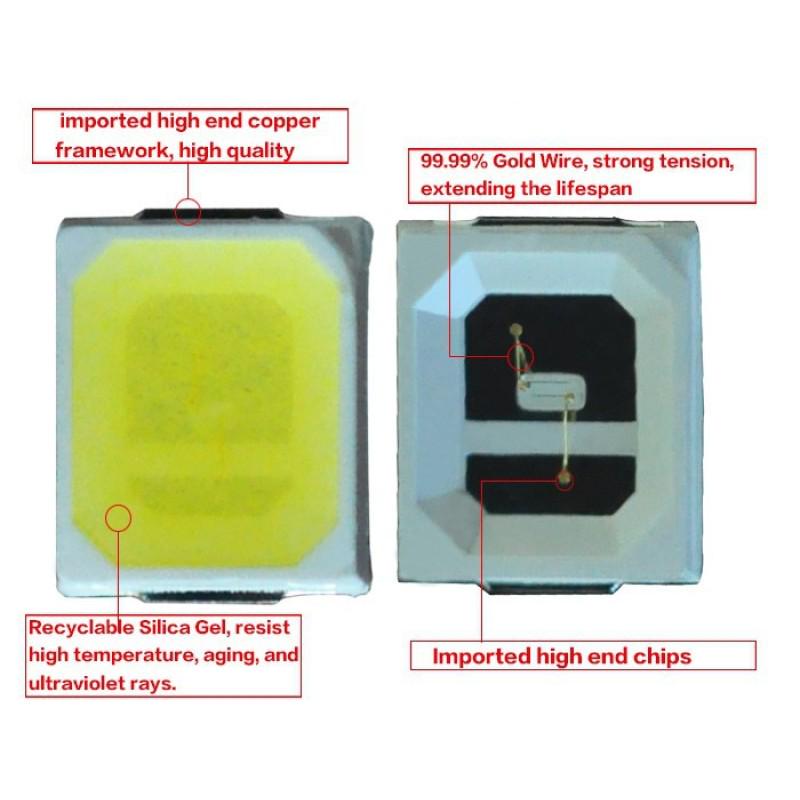 100 шт. SMD LED 2835 Белый чип 1 Вт 3 В Ультра яркий SMT PCB Светодиодная лампа на светодиодах