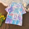 Summer Women Y2k Fashion Tie-dye Oversized T-shirt Loose Letter Print Casual Top Tee