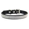 In Stock Adjustable PU Material Dog & Cat Collar with Diamond Decoration and Leash Buckle Closure Pet Accessories