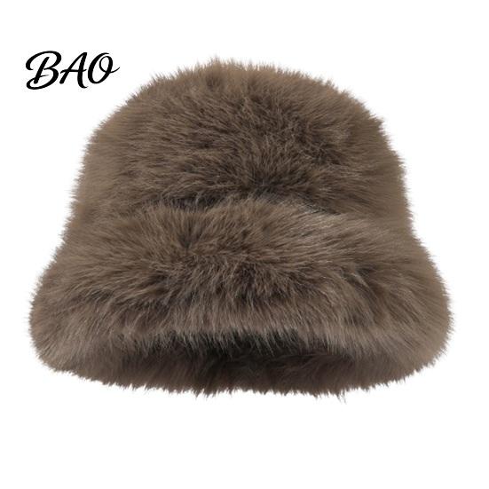Warm Hat for Hiking Faux Fur Bucket Women, Fuzzy Fisherman Cap, Versatile Solid Color Soft Fluffy Plush Winter Cold Weather Ear Protection Cozy