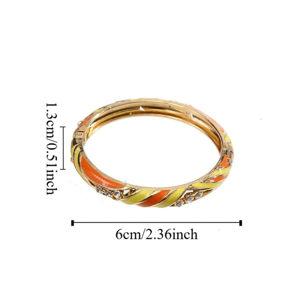 Colorful Enamel Cloisonne Bracelet Dainty Rhinestone Inlay Oil Dipping Cuff  Women