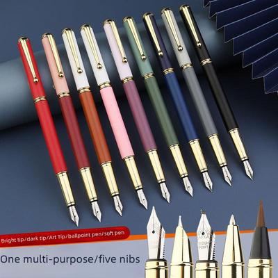 Универсальная металлическая перьевая ручка: Многоперьевые каллиграфические и шариковые ручки для офиса и студентов