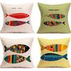 Мультяшная рыба Ручная роспись Скандинавская Наволочка для подушки в машину Чехол для диванной подушки Льняная наволочка