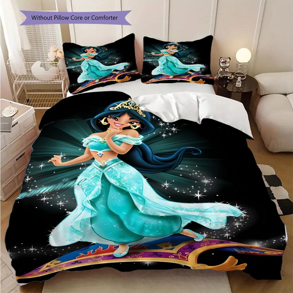 Sweet Fantasy Princess Bedding Set – Rapunzel & JasminePattern printing(1*Duvet Cover + 2*Pillowcase, Without Core),