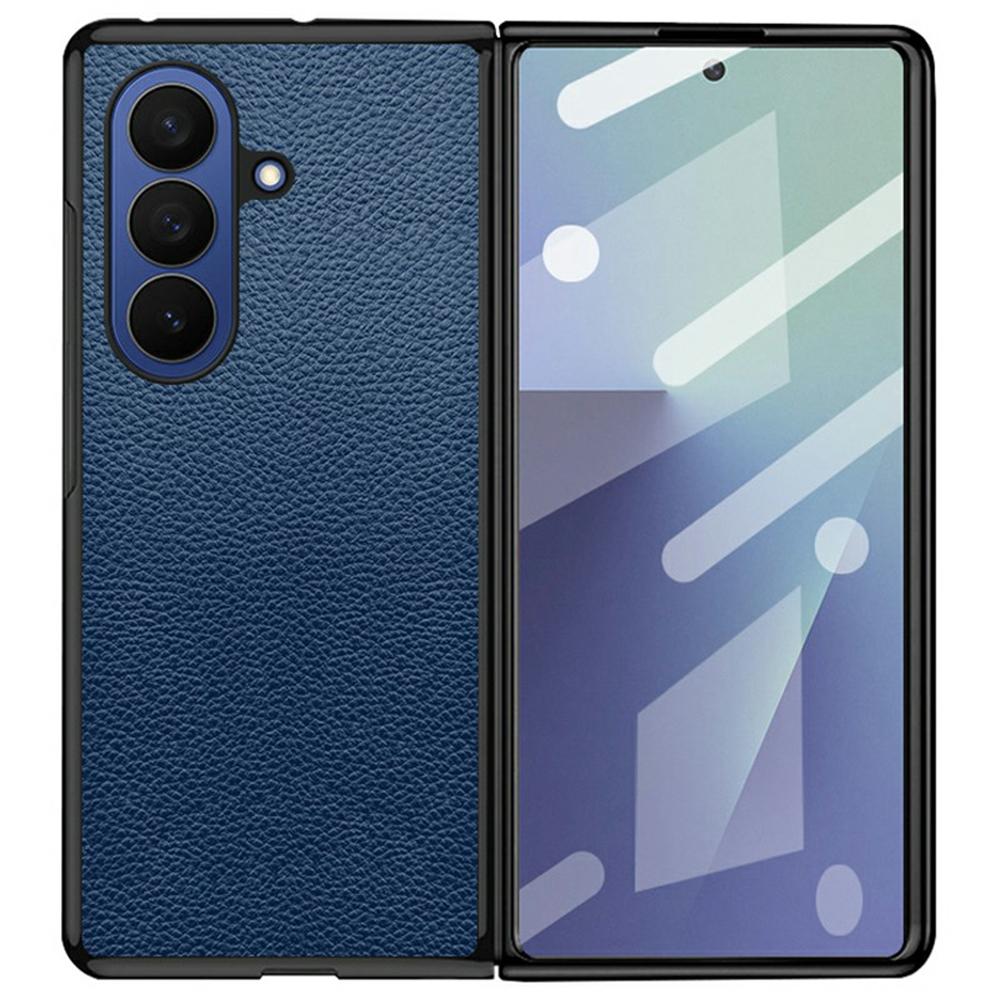 For Samsung Galaxy Z Fold7 5G Case Litchi Texture PU Leather Coated PC + TPU Protective Phone Back Cover