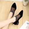 Shoes Female Mesh Women's Pumps Retro Office Pumps Women Crystal Floral Pointed Toe Back Zip Outdoor Plus Size Ladies Shoes