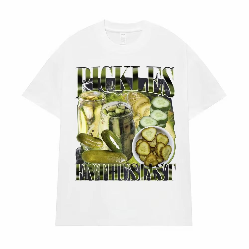 Винтажный Любитель Маринованных Огурцов Смешная Мем Футболка Мужская Женская Мода Хип-Хоп Повседневная Графическая Футболка 90-х Хлопковая Футболка Оверсайз