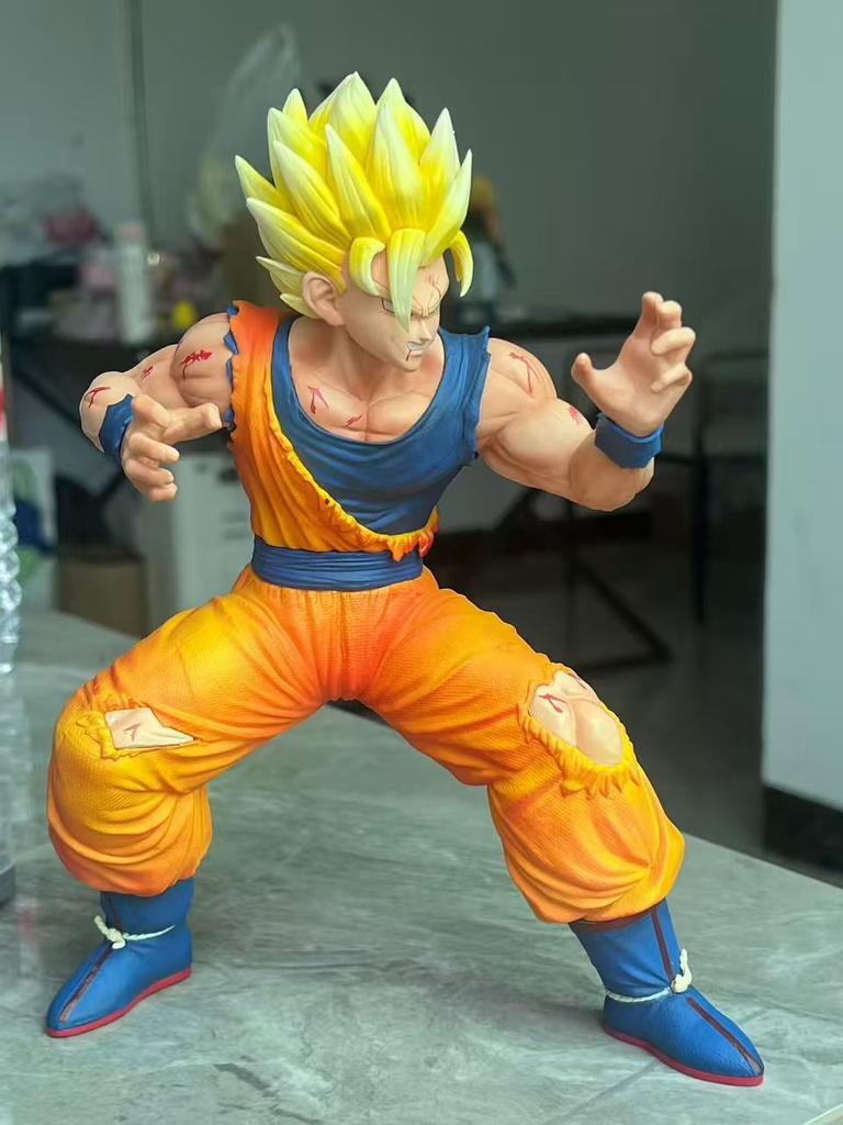 Фигурка Экшн Фигурка Гогоку Супер Сайян 2 из Dragon Ball Z, Поврежденная в Бою, Коллекционная Статуэтка Аниме, Периферийный Декор Манга Для Фанатов Аниме