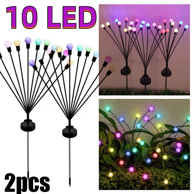 10/8/6 светодиодных солнечных фонарей, уличные светильники со светлячками, садовые украшения, водонепроницаемые фейерверки для сада, дома и газона, Новый год, Рождество