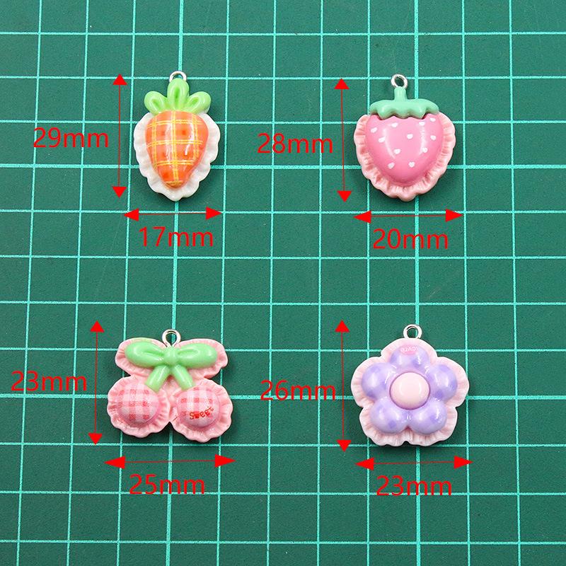10Pcs DIY Resin Accessories Fruit Cherry Apple Flower Strawberry Pendant