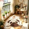 Cute Lying Pug Dog Shaped Irregular Doormat 2D Cartoon Pet Print Non Slip Absorbent Bathroom Entryway Floor Rug Home
