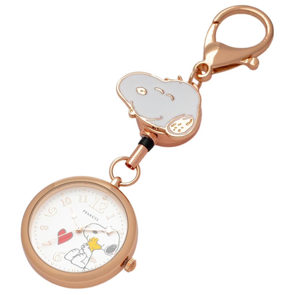 Pocket Watch Keychain Watch Analog Snoopy Eporil Watch S Pink Gold [Fieldwork] Women's PNT045-3