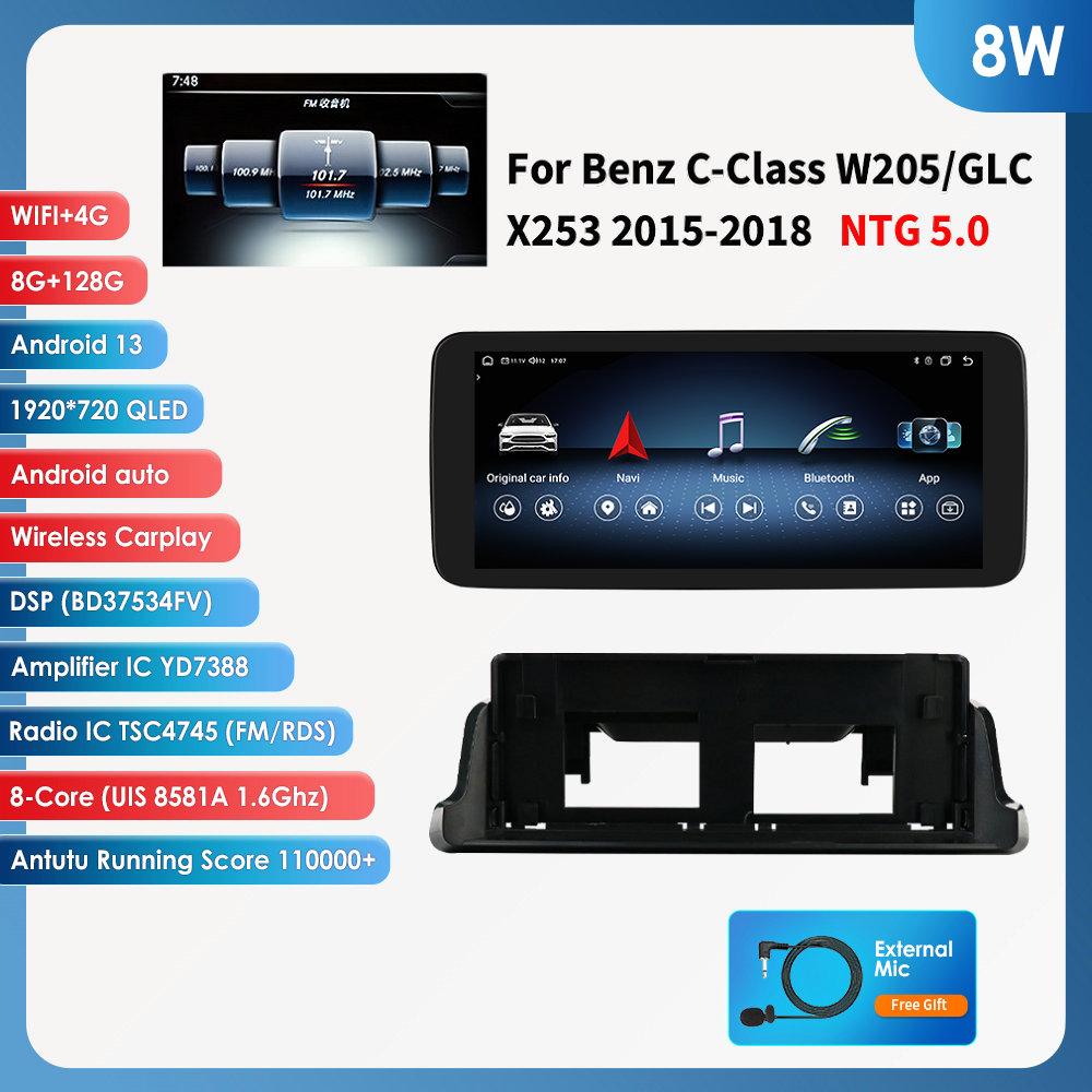 Hizpo Android 14 Octa Core Smart Car Systems поддерживает Carplay Android Auto для Mercedes Benz C-Class W205/GLC X253 2015-2018 NTG 5.0 интеллектуальный экран
