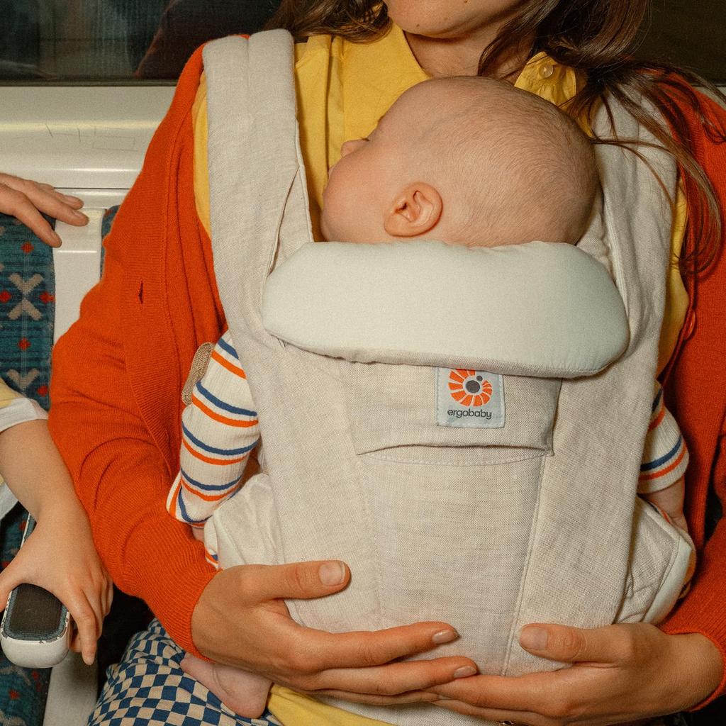 Ergobaby OMNI Deluxe Льняной Слинг-Кенгуру для Новорожденных и Младенцев, Гарантированно Оригинальный, Сделано в Японии, Гладкий и Подходящий для Новорожденных и Младенцев, Натуральный, Товар, Лен,