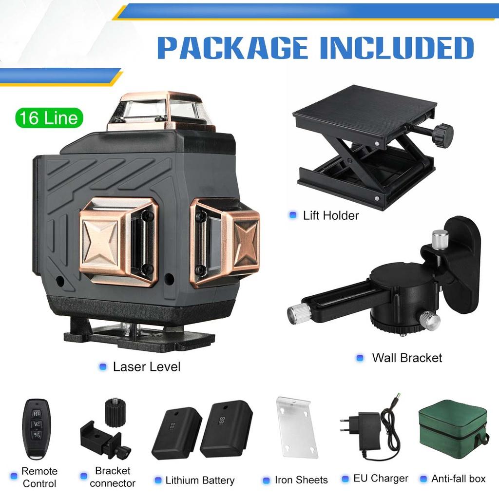 8/12/16 Line 4D Лазерный Уровень Регулируемый Зеленый Свет Самовыравнивающийся 360° Поворотный Горизонтальный Вертикальный Крест Автоматическое Измерение