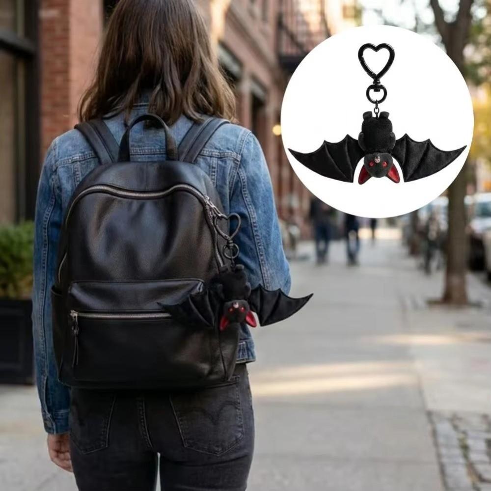 Gothic Plush Bat Keychain Transformable Funny Bat Bag Charm Bat Keychain with Wings  Halloween Gift