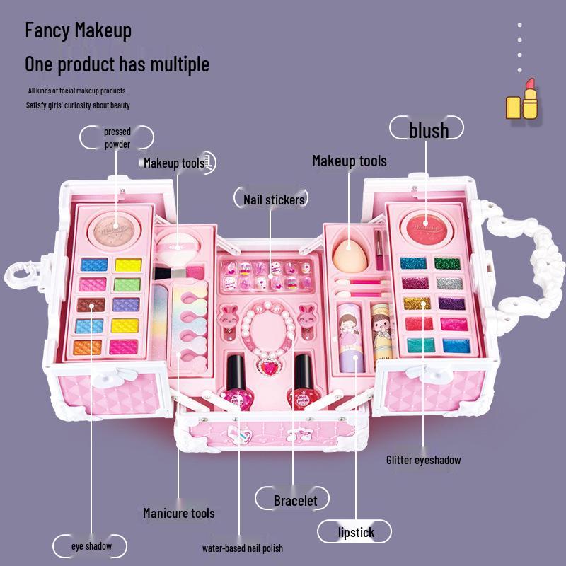 Принцесса Коробка для макияжа: Косметический игровой набор для девочек и чемоданчик - Идеальный подарок на день рождения