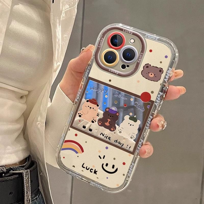 Cartoon Bear for IPhone16promax Mobile Phone Case for Apple 15 Anti-fall 14 Mirror 12 Female 13