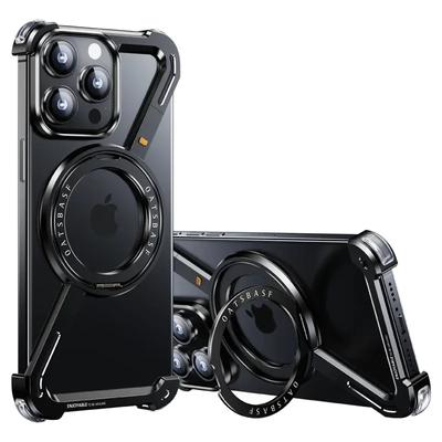Z-образный титановый металлический магнитный чехол для iPhone 15 14 13 Pro Max безободковый бампер из алюминиевого сплава с вращением на 360°
