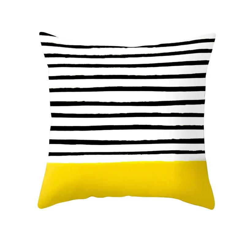 Lemon Pineapple Cushion Cover 45x45cm Summer Yellow Pillow Case Sofa Decoration Pillow Cover Geometric Striped Throw Pillowcase