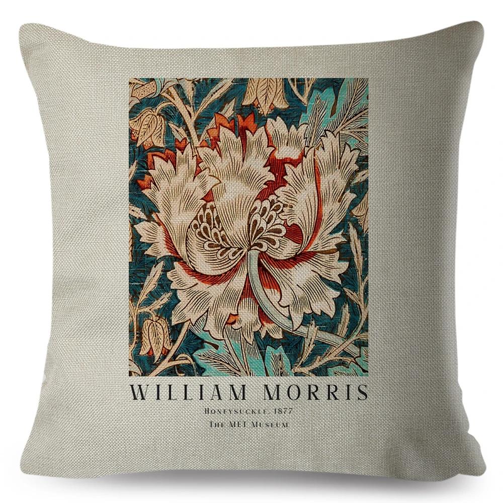 Nordic Style Cushion Cover William Morris Flower Pillowcase Linen Both Sided Decor Violets Botanical Throw Pillow Case for Sofa