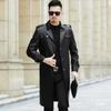 Осенняя длинная ветровка мужская дубленка пальто длиной до колена деловая повседневная куртка среднего возраста воротник шуба