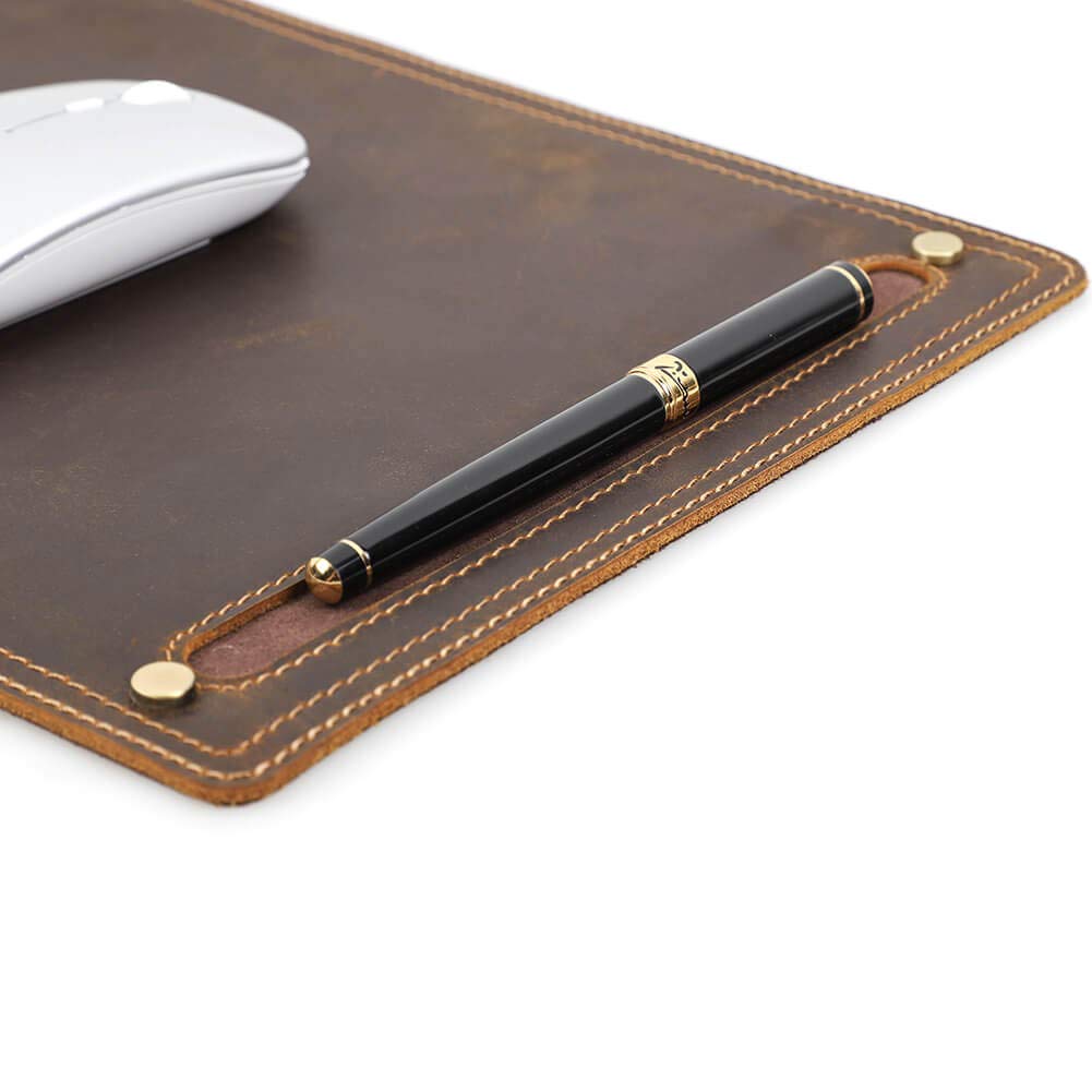 Семейный коврик для мыши genuine all Contact's, ручной работы, кожаный, оптический, светодиодный, лазерный, совместимый, толщиной 0,3 см, из коровьей кожи, нескользящий (кофе)