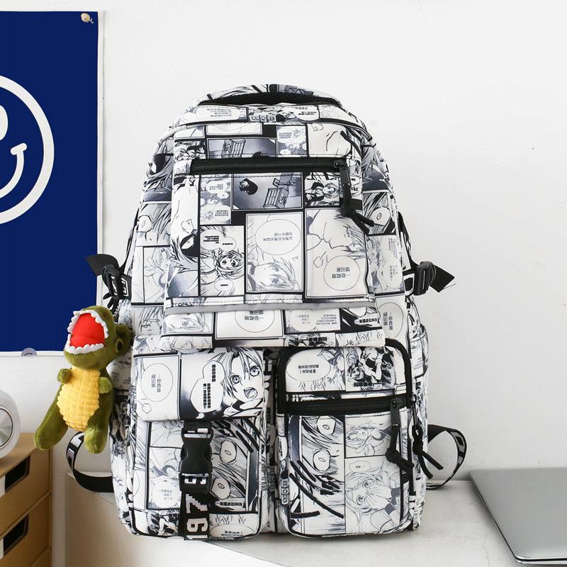 Graffiti Schoolbags for Men and Women Junior High School Students New Large Capacity High School Students College Students Backpack Men's Backpack