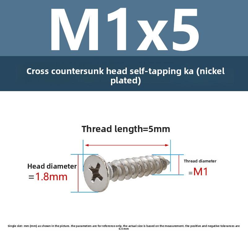 4 шт. Шурупы по дереву с крестообразной плоской головкой M1 M1.5 M5 Строительные шурупы Оцинкованные саморезы по дереву для шкафа ДВП