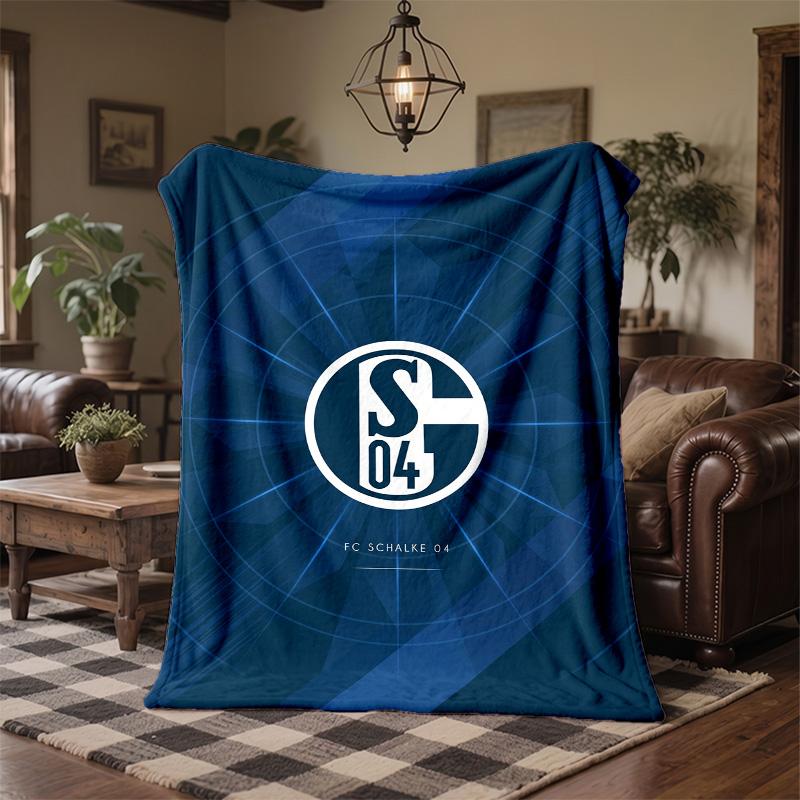 Schalke 04 Theme Fleece Blanket Cozy Soft Plush Blanket For Bedroom Couch Travel