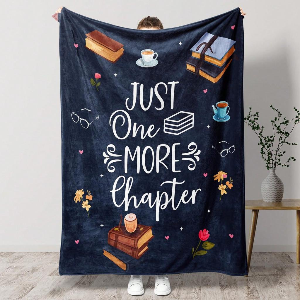 Book Coffee Quote Print Throw Blanket Soft Flannel Warm Blanket Reading Lover Floral Pattern Sofa Bed Bookworm Gift