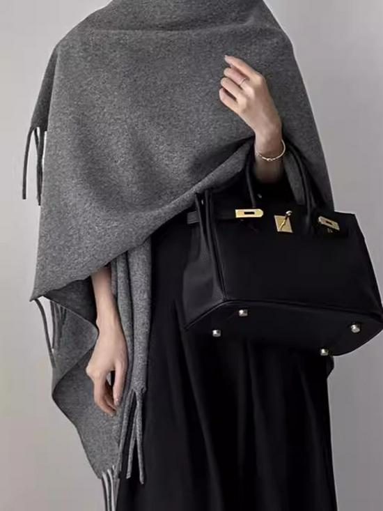 Korean High-End Tassel Knit Scarf Shawl - Autumn/Winter Versatile Style