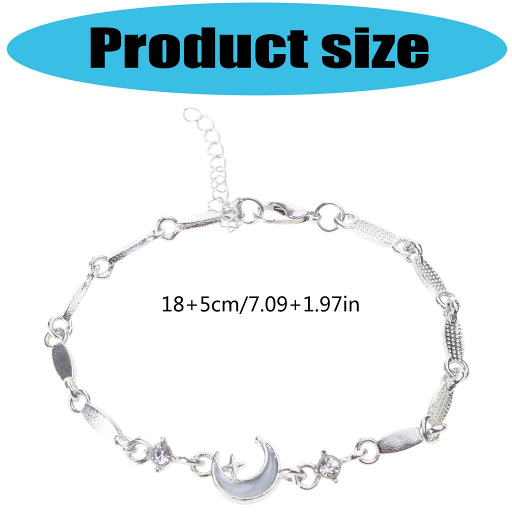 Crushed Ice Star Moon Adjustable Chain Bracelet Lightweight Alloy Wristband For Sensitive Skin Elegant Jewelry Gift